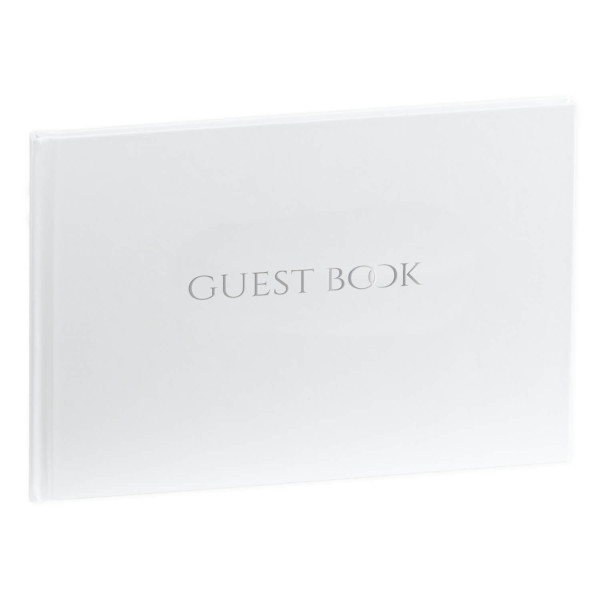 Gastenboek - GUEST BOOK -  wit / zilver  - 60 pagina’s