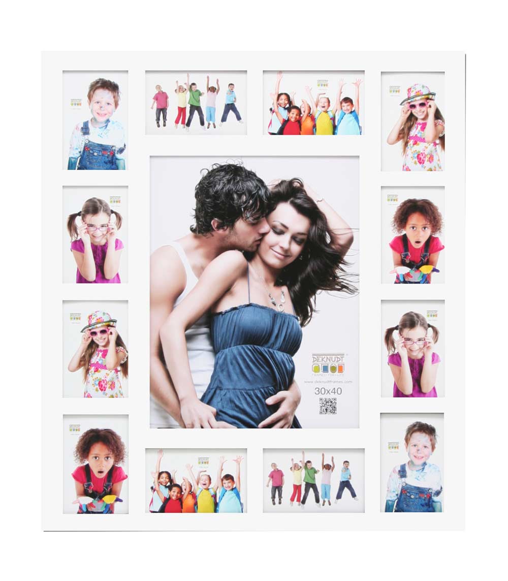 Voornaamwoord composiet ingewikkeld Strakke collage fotolijst in wit | 12x 10/15cm + 1x 30/40cm